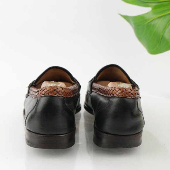 Allen Edmonds Mens Newcomb Loafer Size 10 D Black Braid Strap Slip On Dress Shoe - Picture 5 of 14